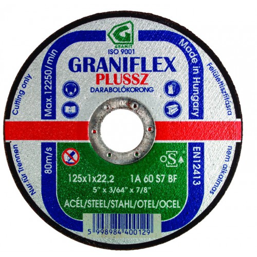 022075 Graniflex Plussz 1A vágókorong acélokhoz 125 x 1 x 2,22